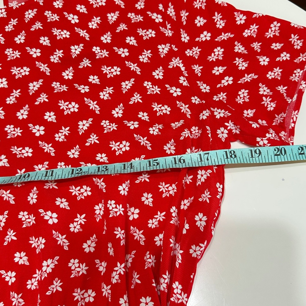 & Other Stories Floral Mini Dress Womens 8 Red Tie Waist Feminine Retro NWT - Picture 14 of 16
